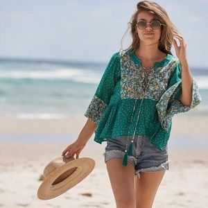 August The Label Palm Springs poolside top emerald